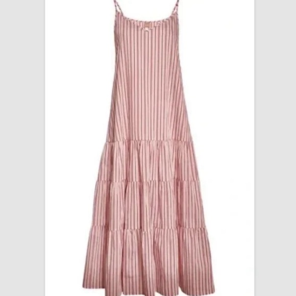 BOSS Detacara Tiered Striped Midi Sundress Spaghetti Straps Size 10 - NWT - Picture 1 of 8